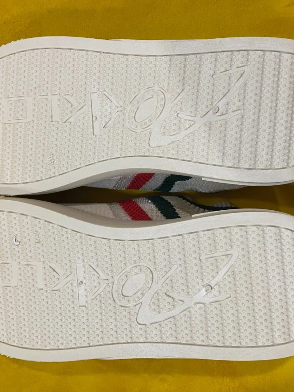 Vintage Inspired White Knit Fashion Sneakers | Green Red Stripe Casual Shoes